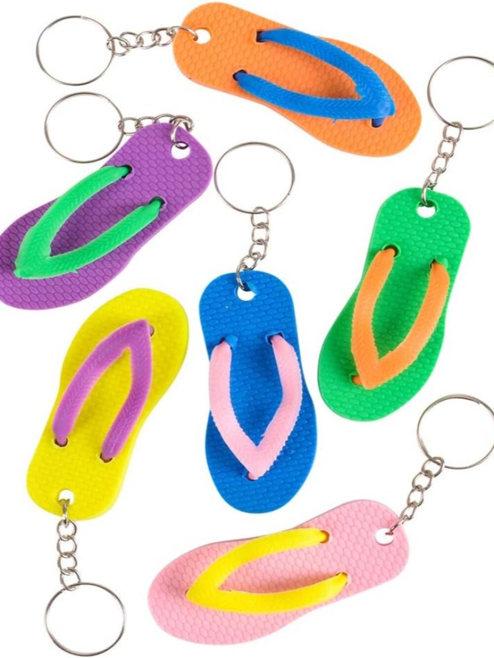 2.5 Inch Flip-Flop Keychains, 12 Per Order Assorted Colors